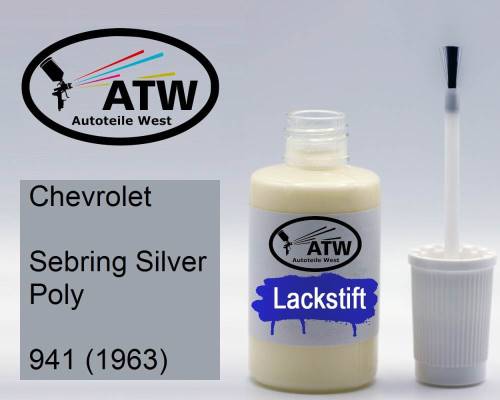 Chevrolet, Sebring Silver Poly, 941 (1963): 20ml Lackstift, von ATW Autoteile West.